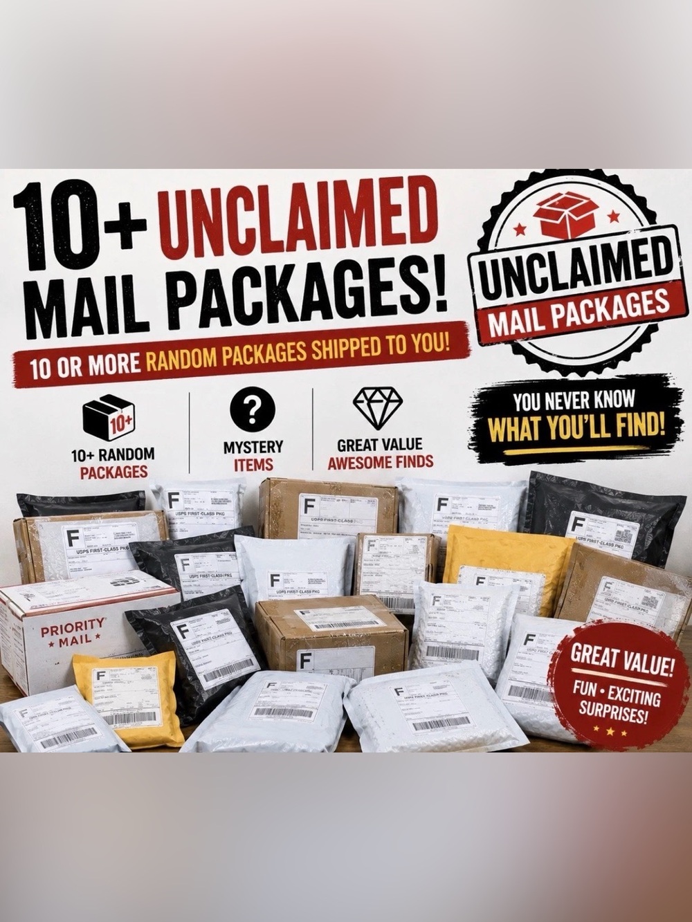 10 (TEN) plus / Mystery Mail Unclaimed Package Lot!